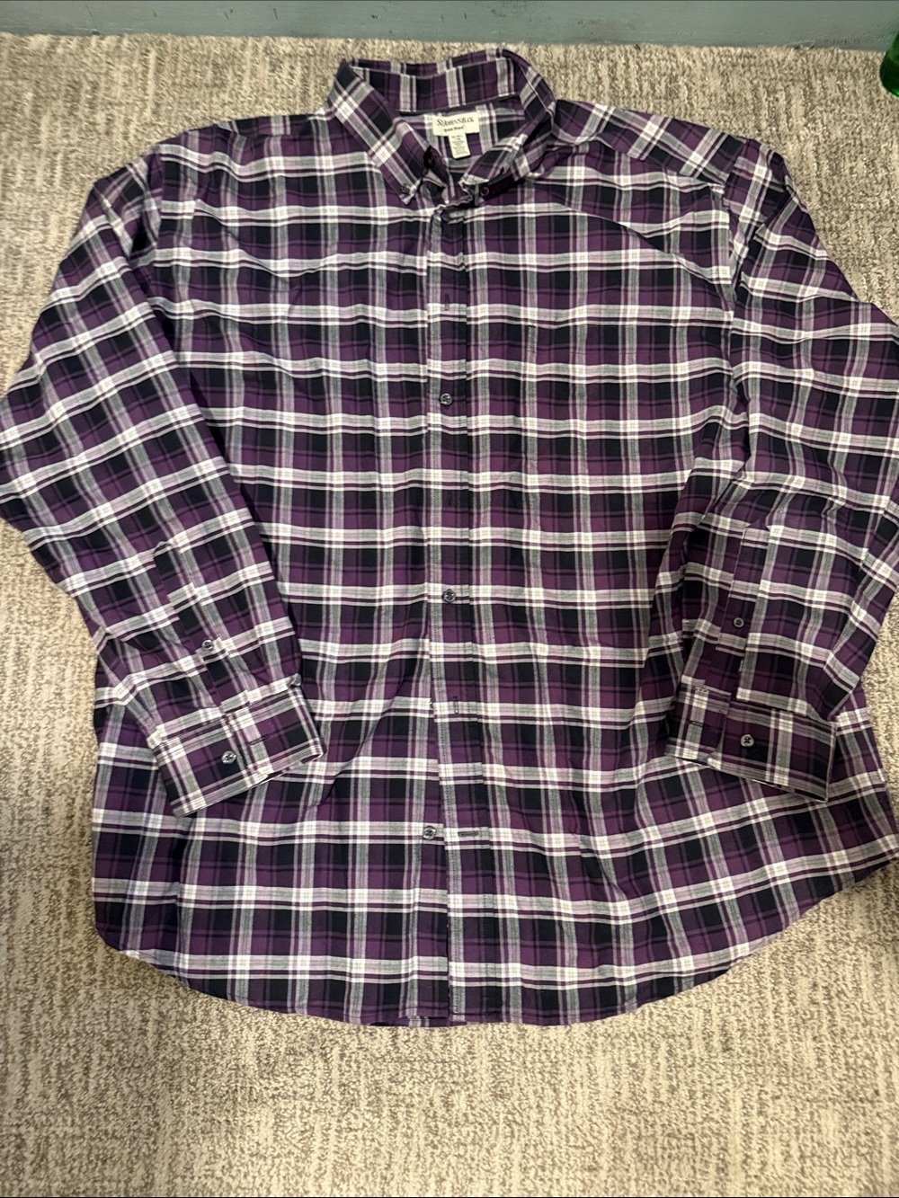St. John's Bay Purple Plaid Button-Down Shirt